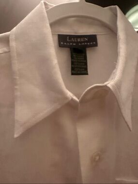 Lauren Ralph Lauren white Point-Collar Dress Shirt Woman’s S, NWT 100% Linen